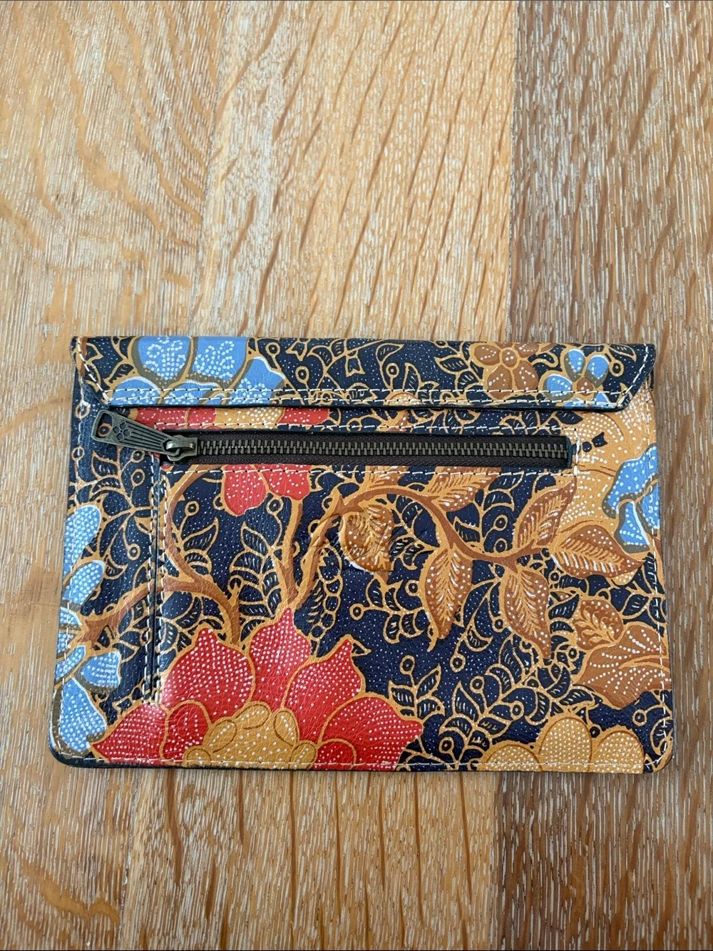 Patricia Nash Floral Pattern Envelope Clutch - Red, Blue, Gold on Black